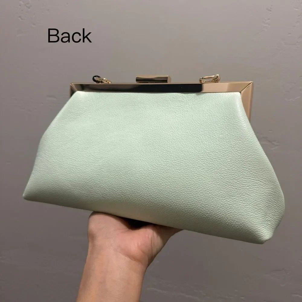 Genuine Leather Handmade Unique Asymmetrical Ruffles Frame Clutch Bag/Crossbaody - Picture 13 of 16